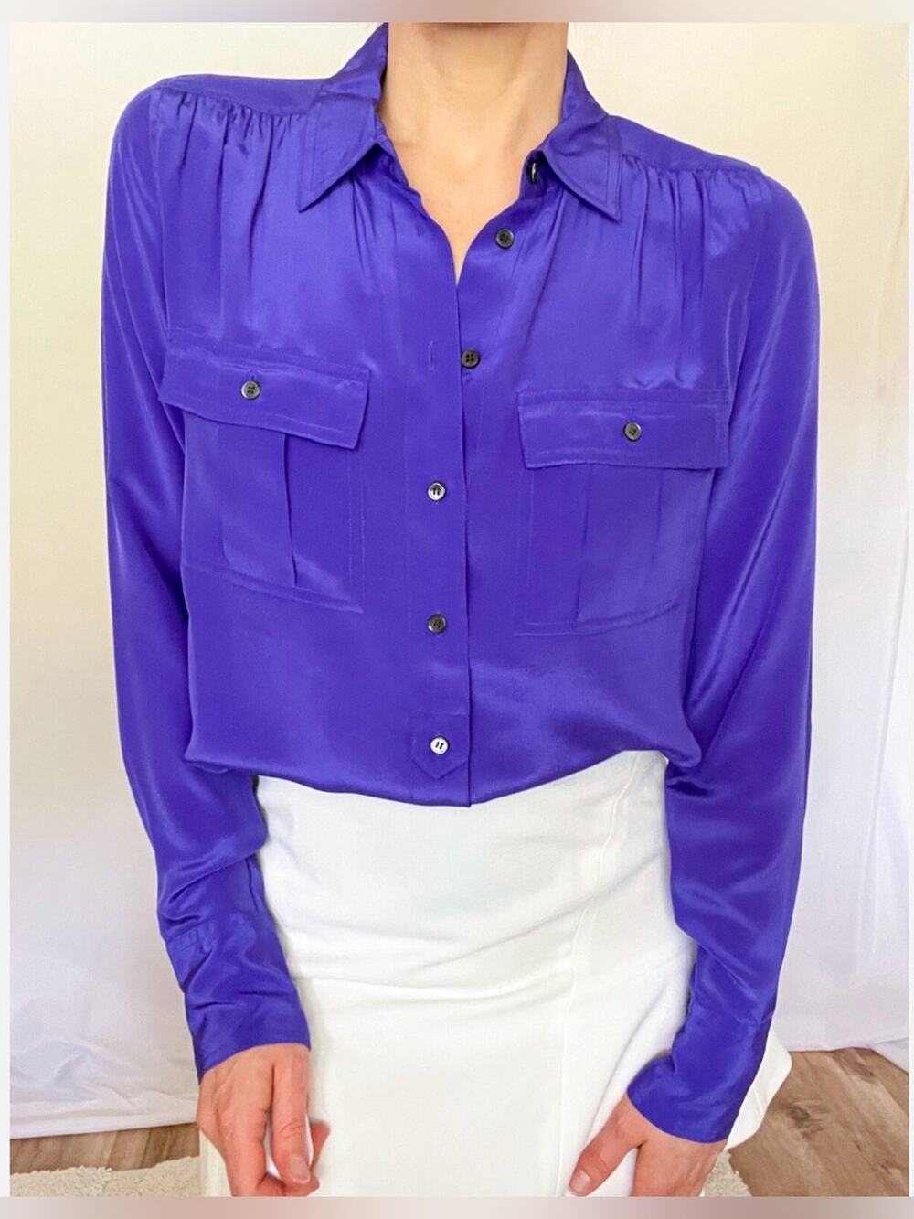 J. CREW Office Work Interview Outfit Lightweight Lavender Purple Silk Blouse 10
